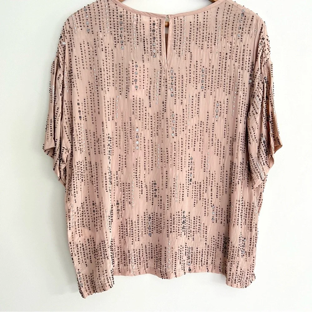 ANTHROPOLOGIE x Velvet Jonelle Beaded Sequins Viscose Boho Top Blouse Sz M NWT - Picture 6 of 14